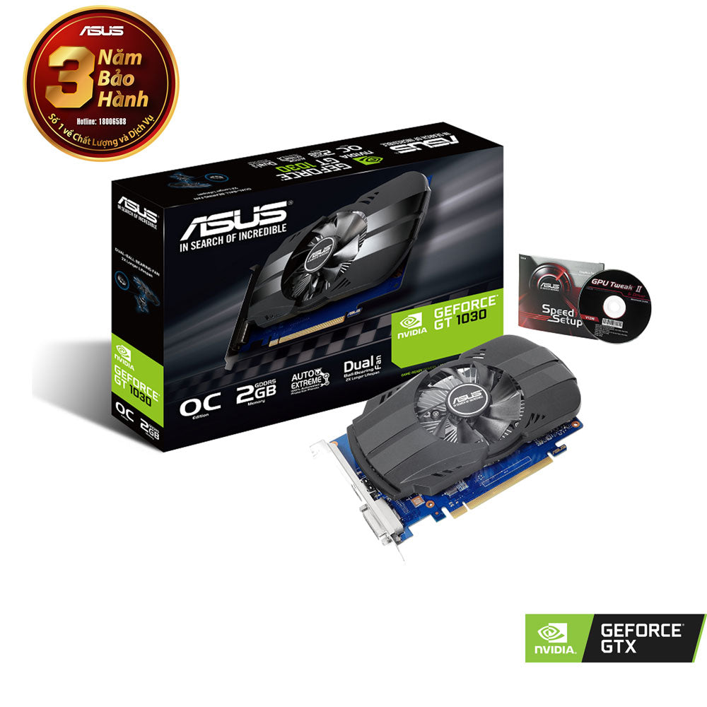 CARD MÀN HÌNH ASUS PH-GT1030-O2G (2GB , 64-BIT, DVI+HDMI)