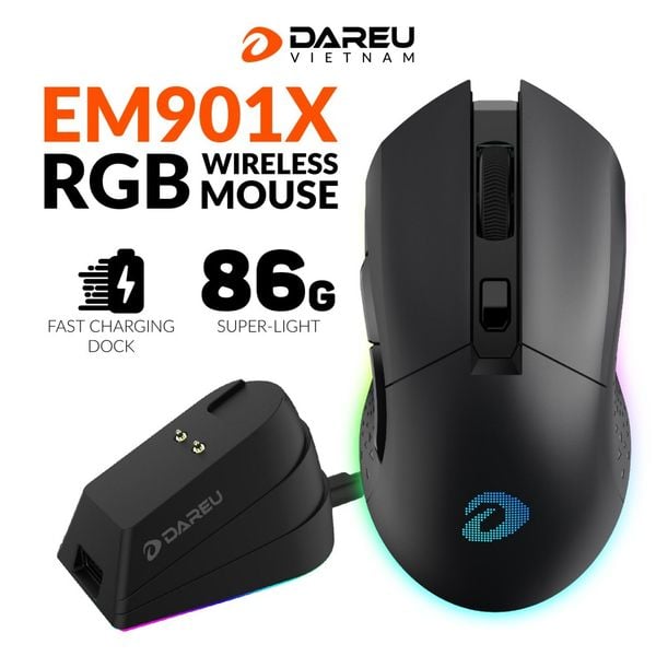 Chuột không dây DAREU EM901X RGB (Đen) - Laptop 238 