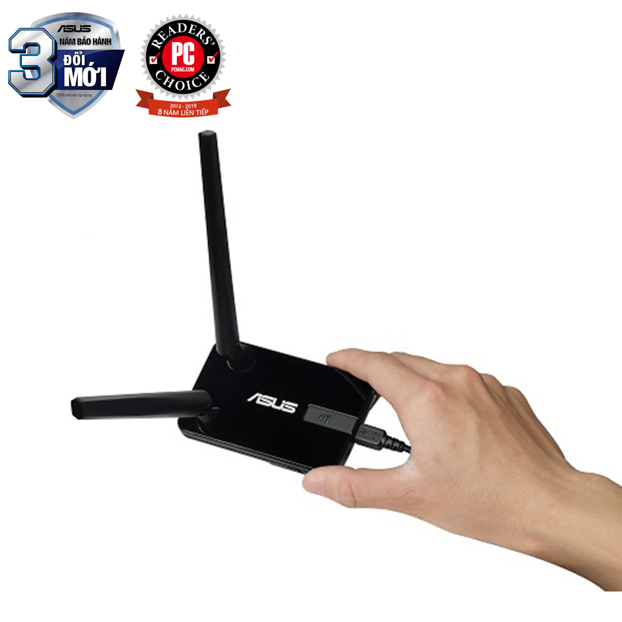 Bộ nhận sóng wifi ASUS USB-N14 Adapter không dây N300, cáp USB 1m, hỗ trợ Raspberry Pi2