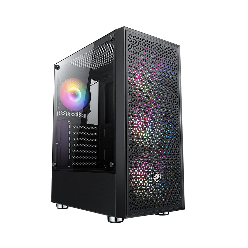 Vỏ Case Vitra Poseidon R03 Black (Mid Tower/Màu Đen/ Kèm 3 Fan RGB)
