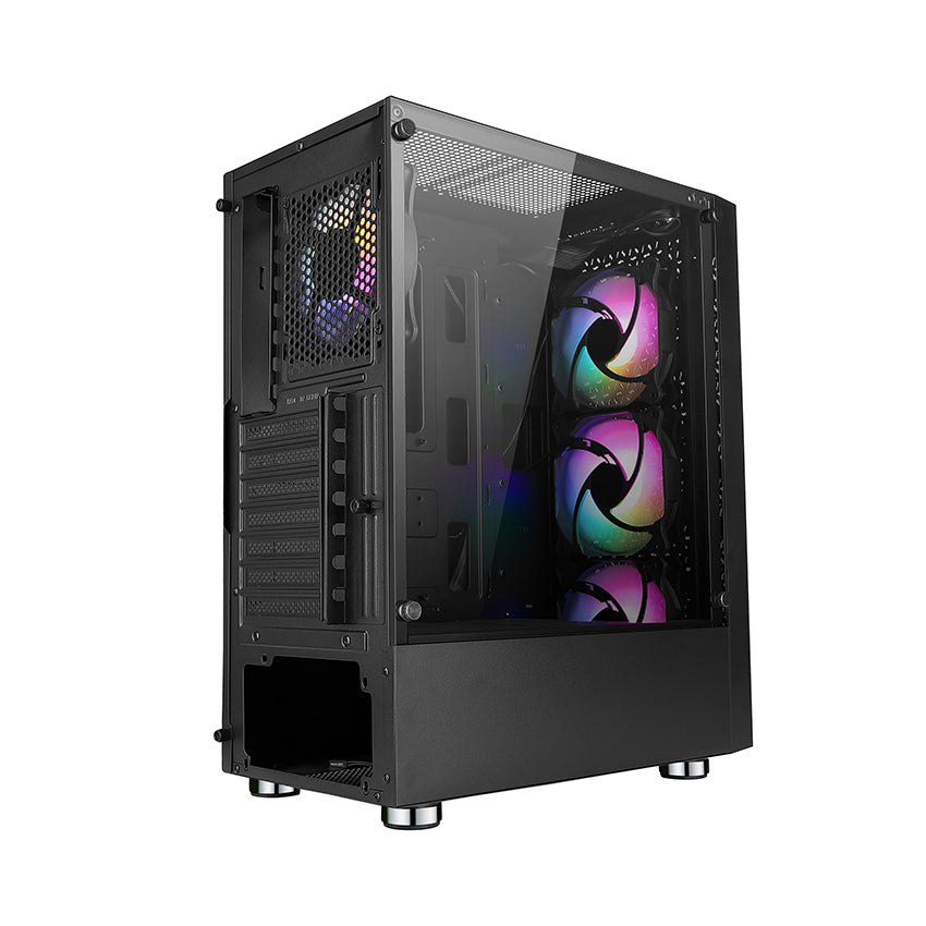 Vỏ Case Vitra Poseidon R03 Black (Mid Tower/Màu Đen/ Kèm 3 Fan RGB)