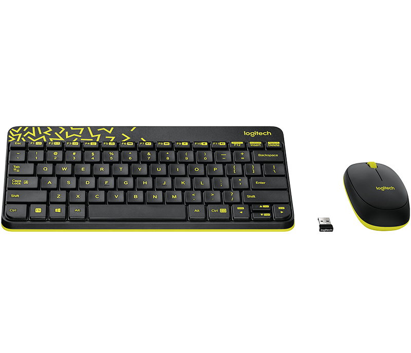 Bàn phím + chuột không dây Combo Logitech MK240 Mini (Đen - Lục Nhạt)